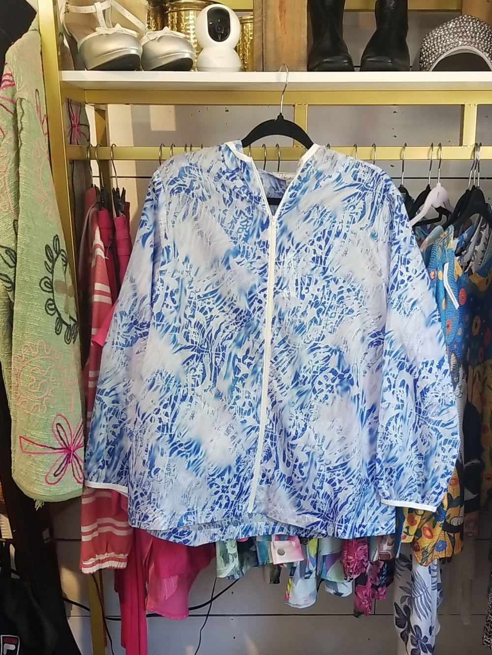 Blue & White Abstract Print Jacket